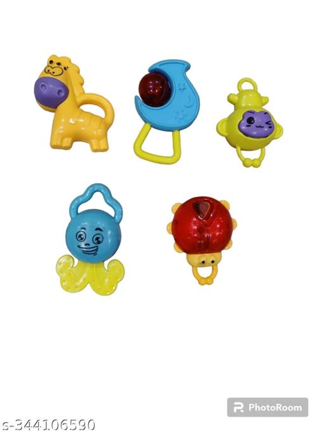 Plastic Rattle Toy for Baby (Multicolor, Pack of 5)