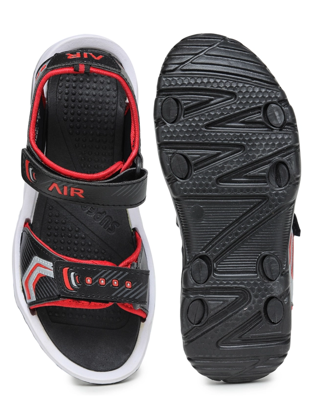 Sandals for Men (Black & Red, 6)