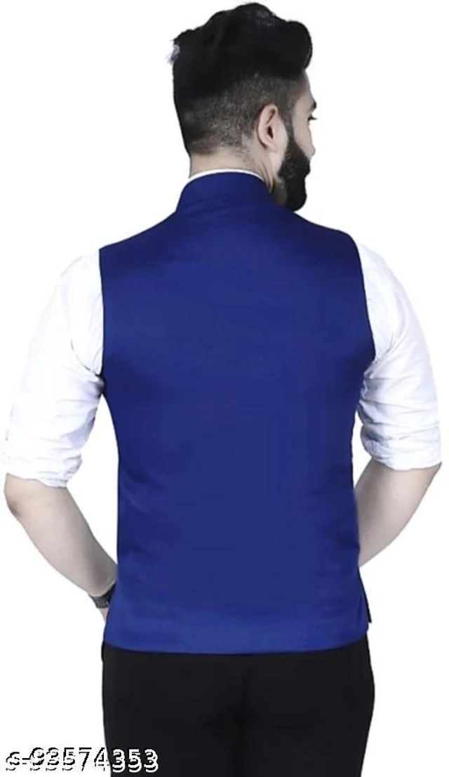 Cotton Slub Ethnic Jacket for Men (Royal Blue, M)