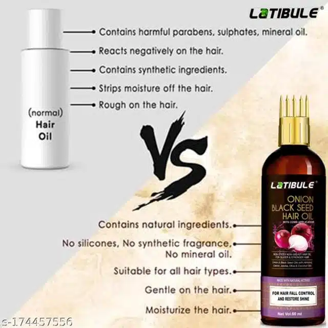 Latibule Onion Black Seeds Oil 60 ml with Onion Black Seeds Shampoo 100 ml & Hair Conditioner 100 ml (Set of 3)