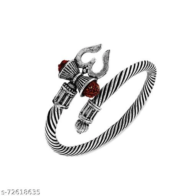 Rudraksh & Shiva Trishul Adjustable Bracelet (Silver)