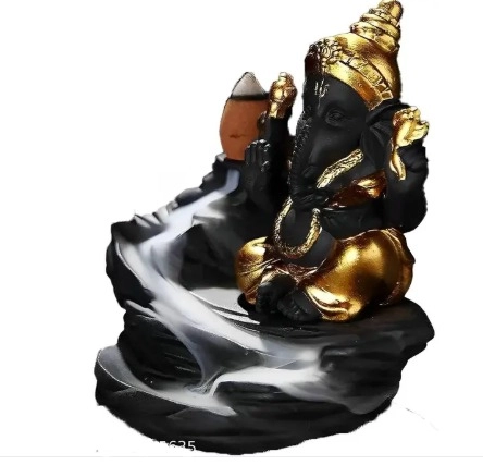 Combo of Ganeshji Smoke Fountain Incense Holder with 51 Pcs Back Flow Incense Cones (Gold & Brown, Set of 2)