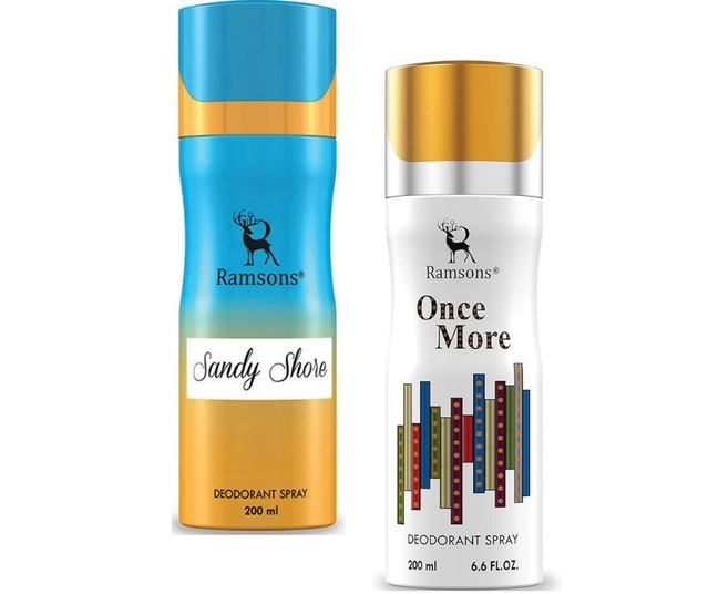 Ramsons Sandy Shore with Once More Deodorant for Men (200 ml, Pack of 2)