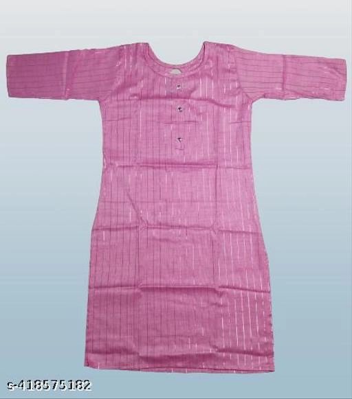 Cotton Blend Solid Kurti for Women (Pink, Xl)