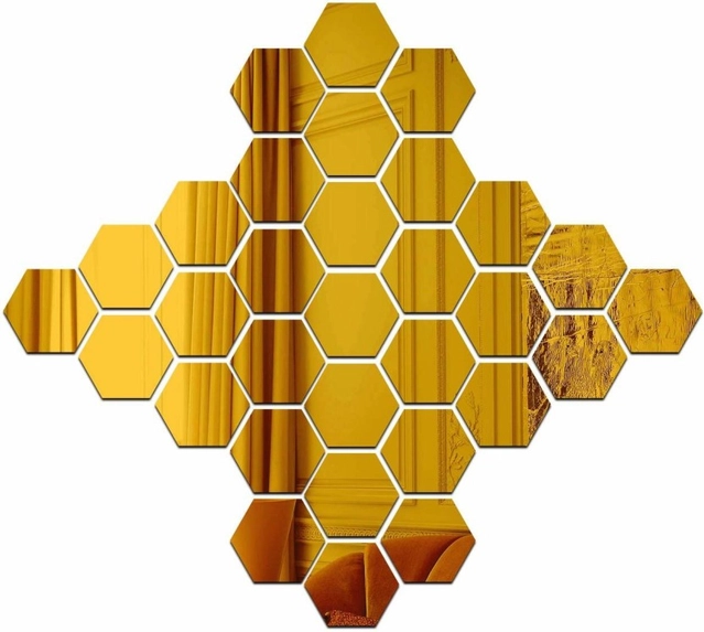 Hexagon Gold Self Adhesive Sticker (127 cm,Pack of 30)