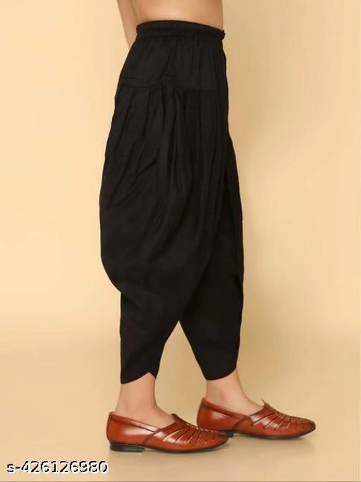 Cotton Blend Solid Dhoti for Boys (2-3 Years, Black)