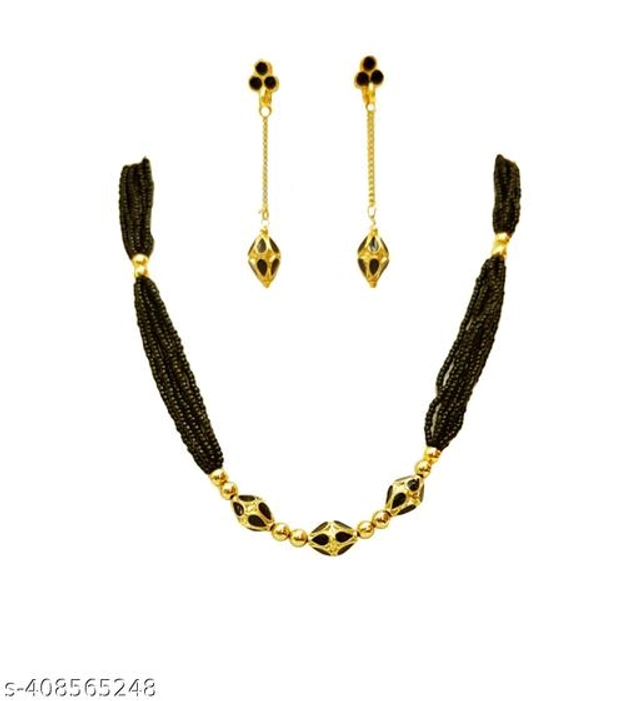 Brass Mangalsutra with Earrings for Women (Multicolor, Set of 1)