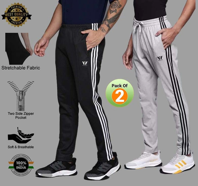 Cotton Blend Regular Fit Track Pants for Men (Multicolor, S) (Pack of 2)