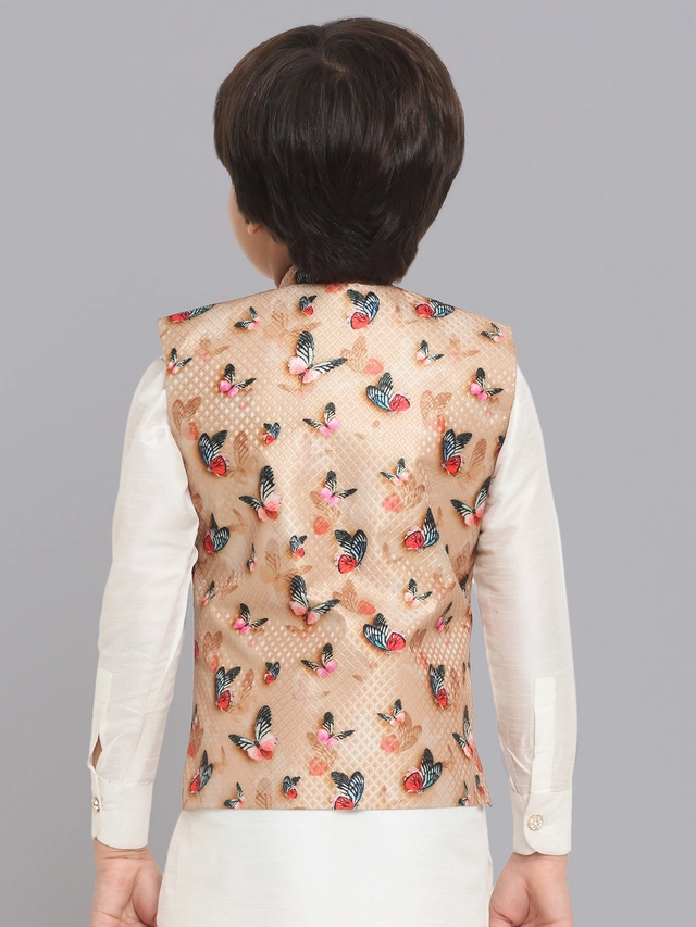 Jacquard Printed Jacket for Boys (Beige, 1-2 Years)