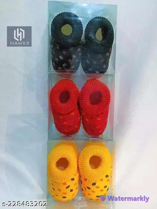 Shoes for Infants (Multicolor, 0-3 Months) (Pack of 3)