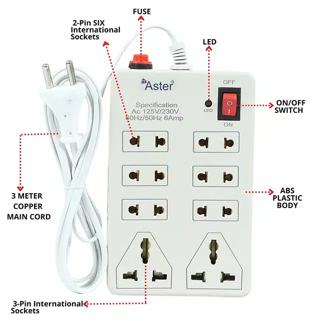 8+1 Mini Strip Extension Board (White, 2 m)