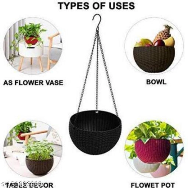 Plastic Hanging Planter (Multicolor, Pack of 8)