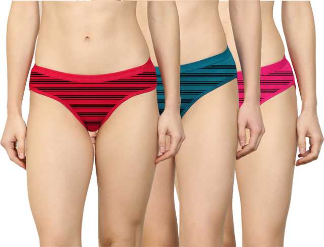 Pibu Women Cotton Silk Hipster Panties Combo (Pack Of 3) (Multicolor, L) (W-42)