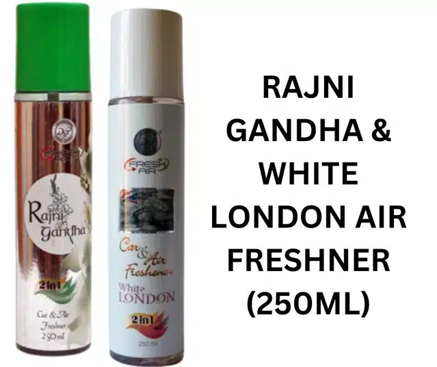DSP Rajnigandha with White London 2 in 1 Car & Air Freshener (Pack of 2, 250 ml)