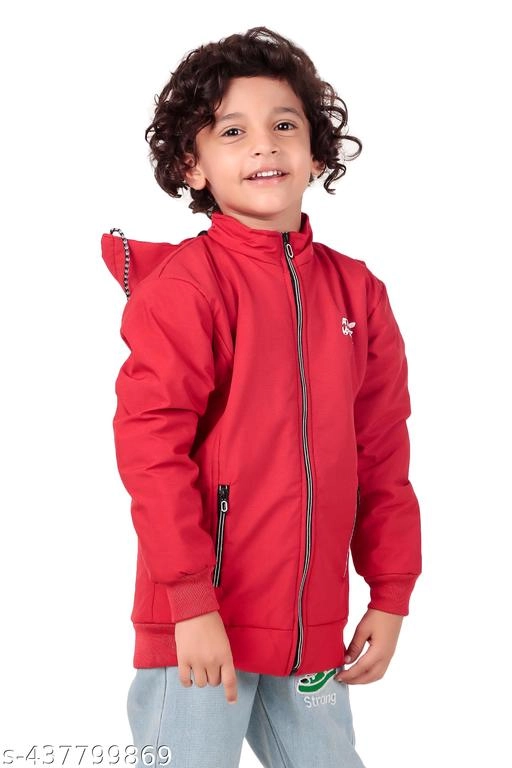 Polyester Jacket for Boys (Red, 1-2 Years)