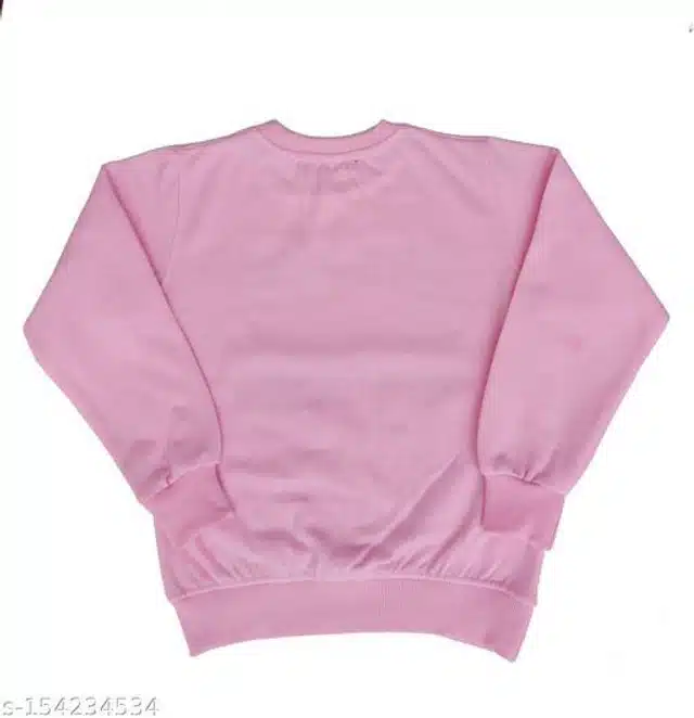 Fleece Printed Full Sleeves Round Neck Sweatshirt for Girls (Light Pink, 3-4 Years)