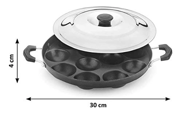 HOMEPRO Aluminium Appam Maker with Lid (Silver, Pack of 1)