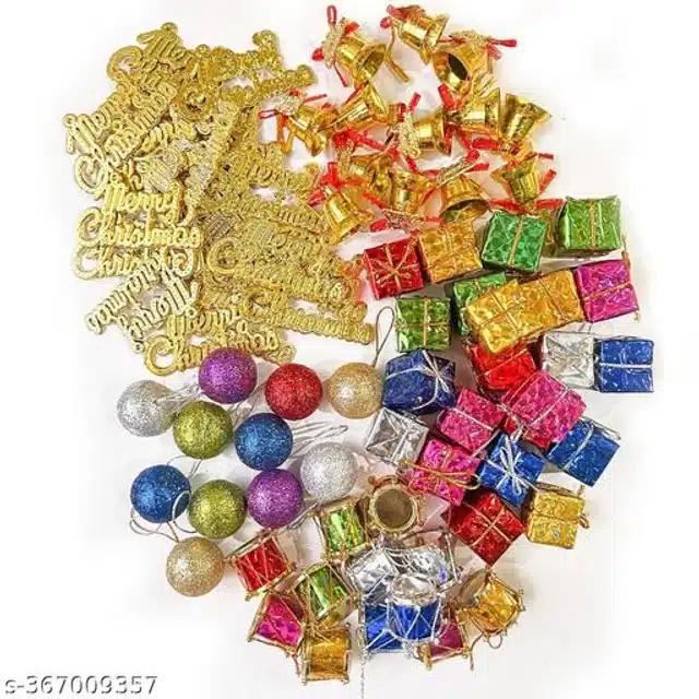 Christmas Tree Decoration Hanging Ornaments (Multicolor, Set of 98)