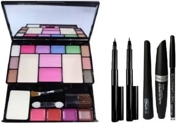 Combo of TYA Makeup Kit with 3-in-1 Mascara-Kajal-Eyeliner Set & 5-in-1 Mini Lipstick (Set of 3)