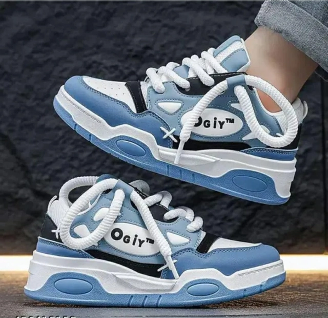 Casual Shoes for Men (White & Sky Blue, 6)