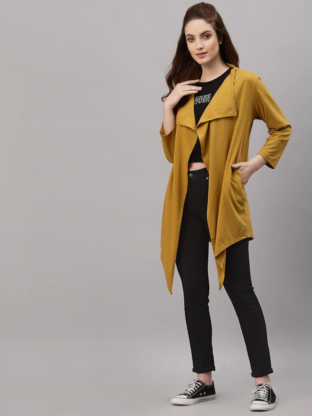 Pure Cotton Solid Shrug for Women (Mustard, Free Size)