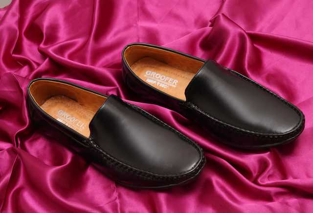  Men's Trendy Synthetic Loafer (Black, UK 12) (kk-207)