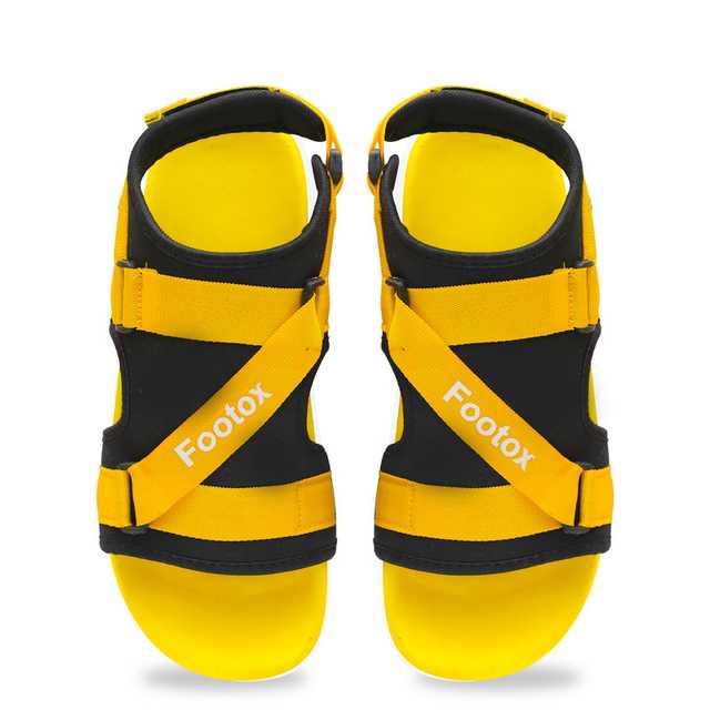 Footox Stylish Mens Sandals & Clogs (Yellow, 10) (F-846)