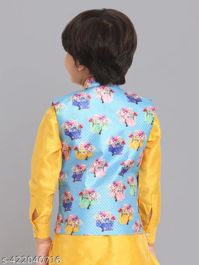 Art Silk Ethnic Jackets for Boys (Sky Blue, 1-2 Years)