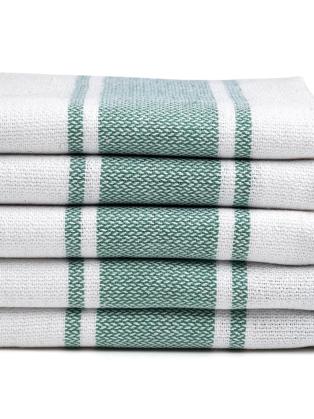 Cotton Solid Face & Hand Towels (Green, Pack of 5 ) (34x14 inches)