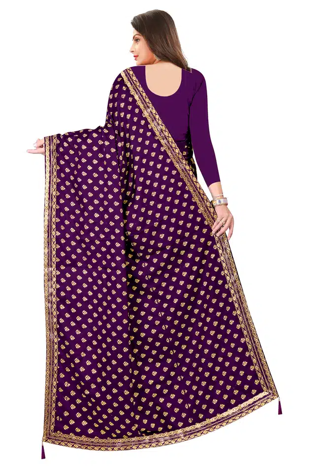 Art Silk Saree for Women (Purple, 6.1 m)