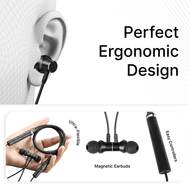 Rechargeable Wireless Bluetooth in-Ear Neckband (Black)