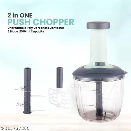 Plastic Manual Vegetables & Fruits Chopper (Grey, 1100 ml)