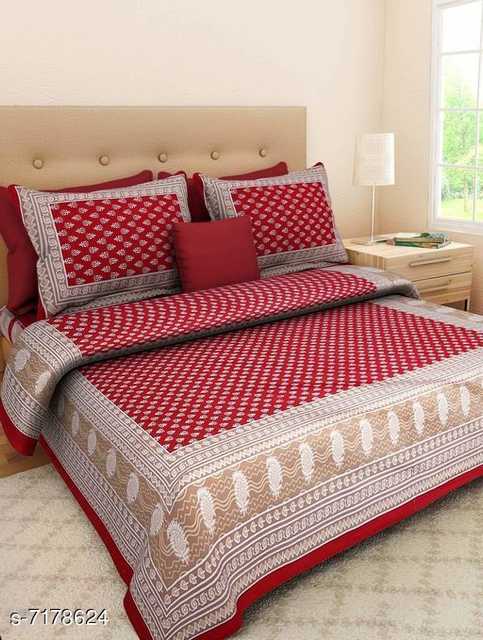 Jaipur Gate Cotton Double Bedsheet With 2 Pillow Covers (Dark Red, Queen Size) (A24)