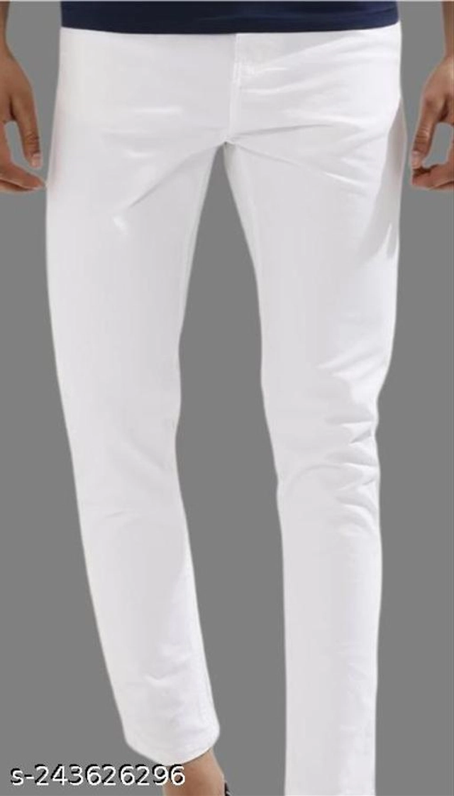 Denim Slim Fit Jeans for Men (White, 28)