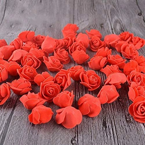 Artificial Rose Flowers Bunches for Diwali Decoration (Red, Pack of 50)