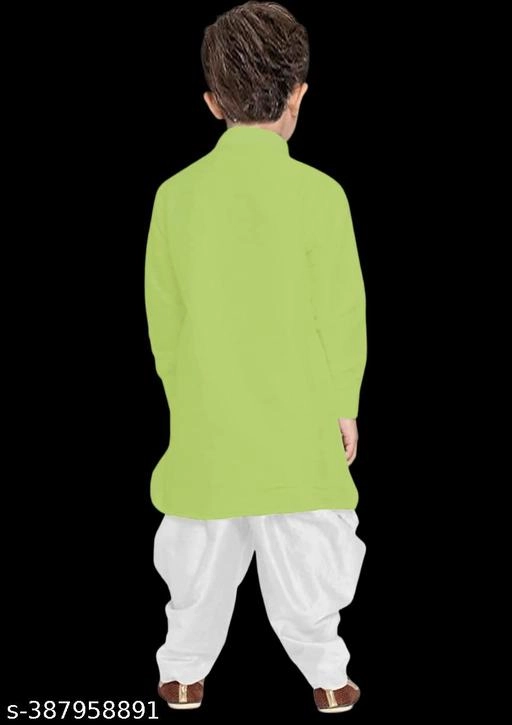 Cotton Checked Kurta with Pyjama for Boys (2-3 Years, Mint Green & White)