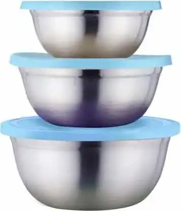क्लासिक एसेंसिअलस कंटेनर (सेट ऑफ़ 3) (700 ml, 1000 ml, 1400 ml - 700 ml, 1000 ml, 1400 ml) (पैक ऑफ़ 3, सिल्वर , ब्लू) (टूलिप _s/3)