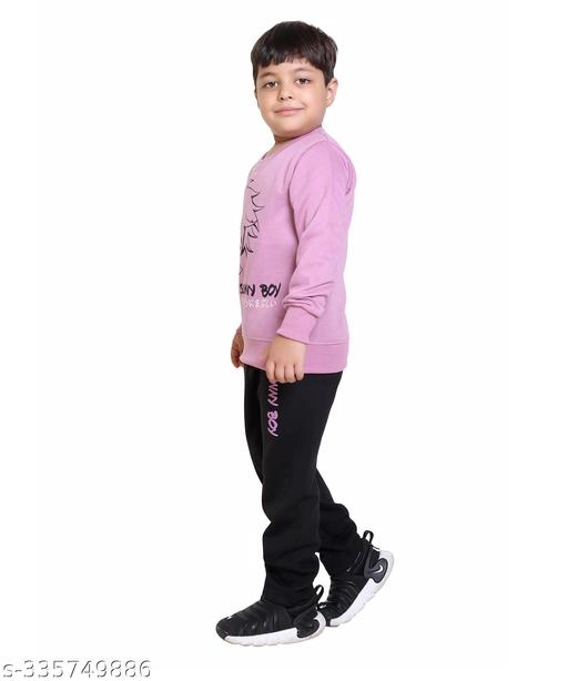 Cotton Blend Printed Clothing Set for Boys (Lavender & Black, 6-12 Months)