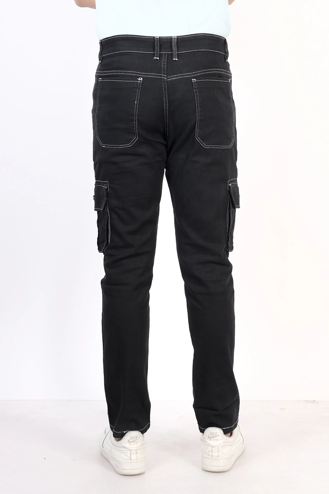 Denim Cargo Fit Jeans for Men (Black, 28)