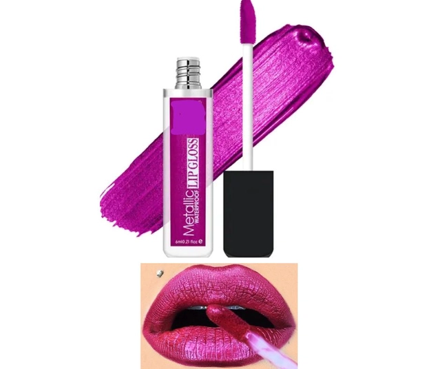 Metallic Waterproof Lip Gloss (Magenta, 6 ml)