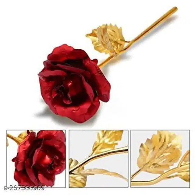 Gold Plated Artificial Red Rose Gift Box (Multicolor)