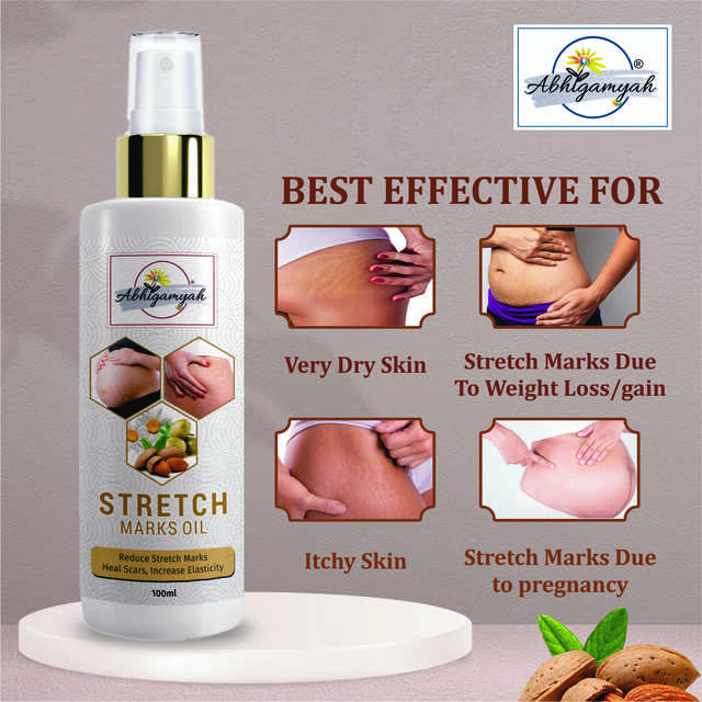 Abhigamyah Present Repair Stretch Marks Removal Natural Heal Pregnancy Breast, Hip, Legs, Mark Oil (100 ml, Pack Of 2) (A-989)