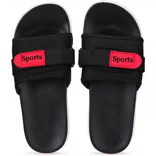 Bersache Flip Flops for Men (Black, 6) (VKI-3)
