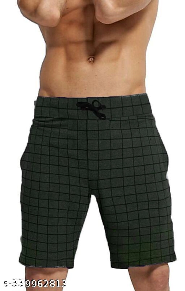 Cotton Shorts for Men (Bottle Green & Navy Blue, 30) (Pack of 2)