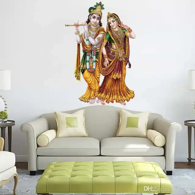 गॉड & गोड्स राधा कृष्णा मॉडर्न आर्ट 165 वॉल स्टीकर (40 x 60 x 0.1 Cm)