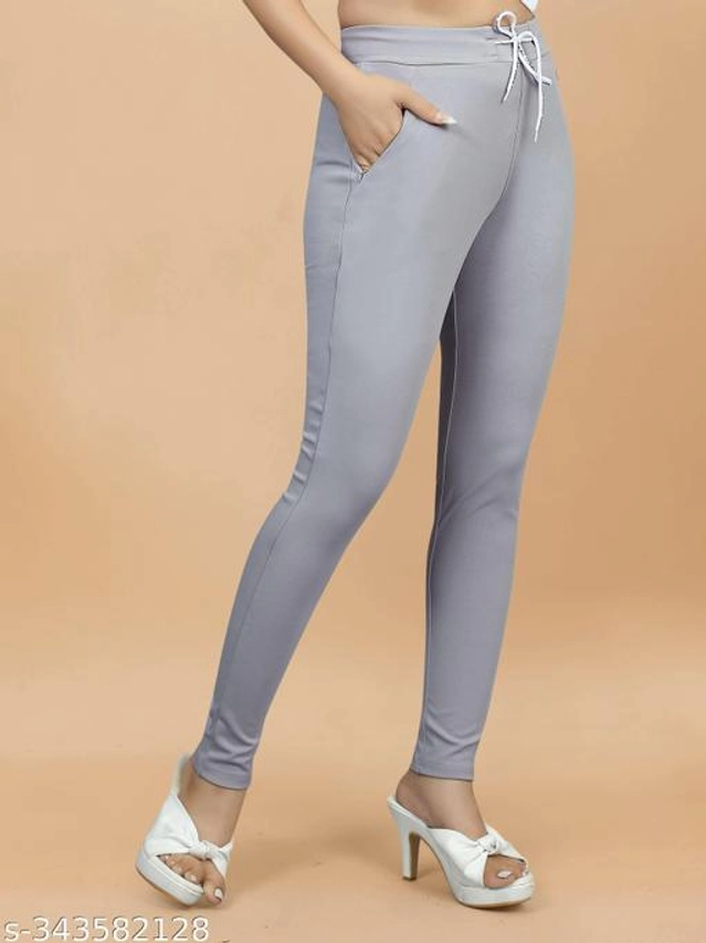 Lycra Jeggings for Women (Grey, 38)