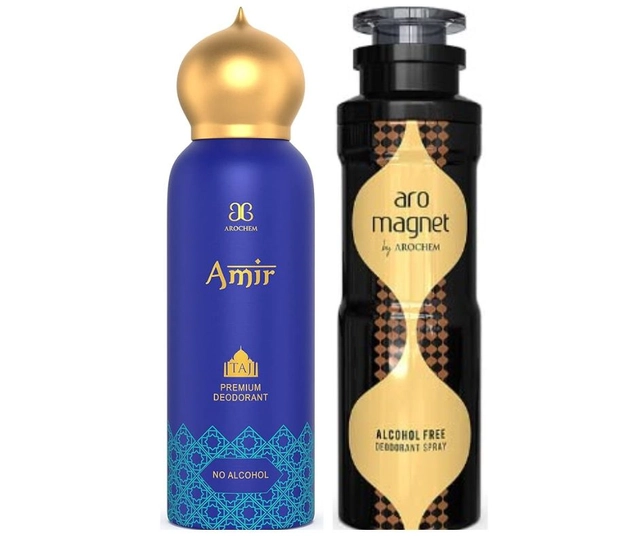 Aro Magnet with Amir Deodorant Spray for Men & Women (200 ml, Pack of 2)