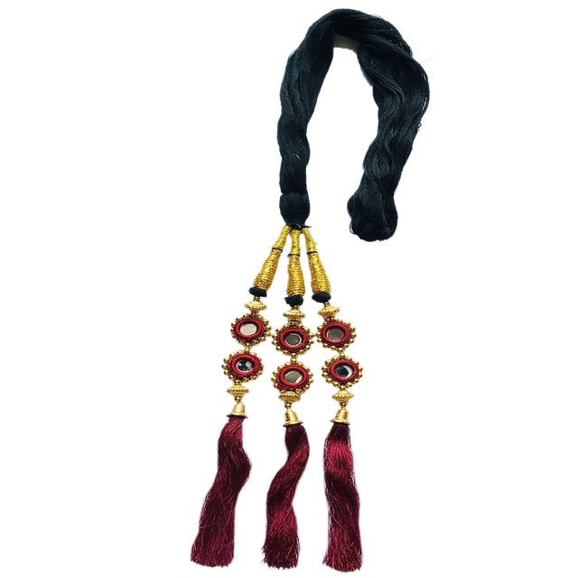 Hair Extension Parandi for Women & Girls (Maroon)