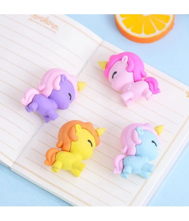 3D Designer Cute Cartoon Shape Erasers for Kids (Multicolor, Pack of 4)