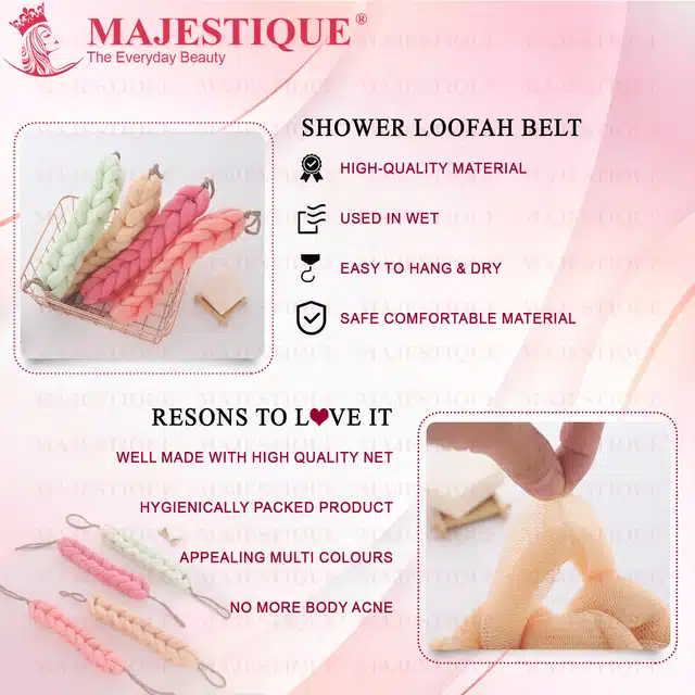 Majestique Mesh Stretchable Braided Long Bath Loofah (Combo of 2) (B-07)